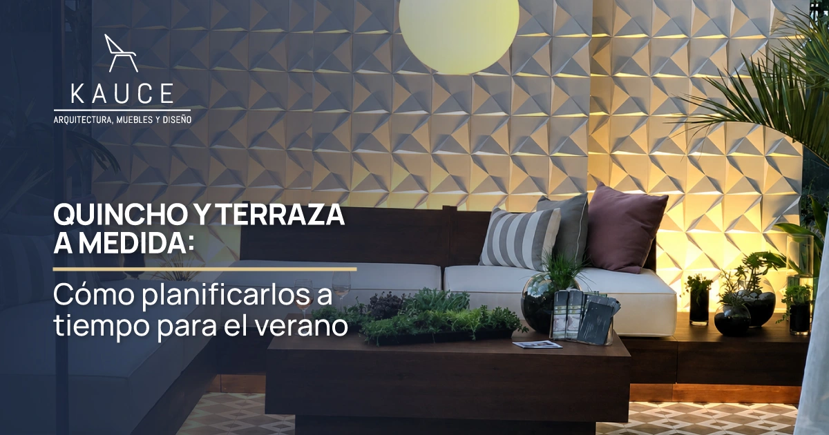 Terraza con mobiliario de exterior a medida y plantas, quincho y terraza a medida Kauce
